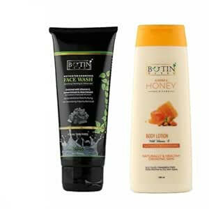 Botinherbs Activated Charcoal Face wash & Honey Almond Vitamin E Body lotion (Pack of 2).